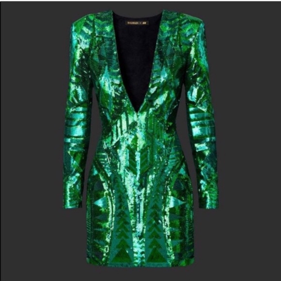 Balmain X H&M Dresses | Balmain X H&M Emerald Green Sequin Dress Size 6 (I Am Size 4,S) | Color: Green | Size: 6 | Ohmysweet's Closet Balmain X H&M Dresses | Balmain X H&M Emerald Green Sequin Dress Size 6 (I Am Size 4,S) | Color: Green | Size: 6 | Ohmysweet's Closet